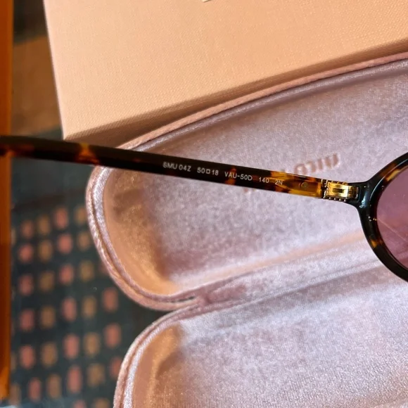 Miu Miu Tortoiseshell Sunglasses with Purple Lenses - Picture 7 of 7